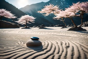 Zen garden with Zen stones Generated Ai