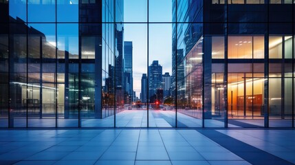 captivating image of a modern office building with a sleek glass facade that epitomizes contemporary architecture.