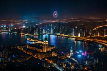 Fototapeta premium night view of the city Generated Ai
