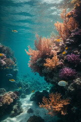 Naklejka na ściany i meble Sea or ocean underwater deep nature background