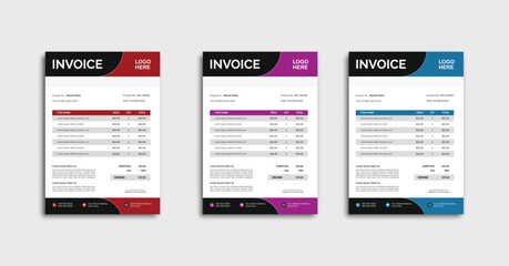 Minimal Corporate Business Invoice design template vector