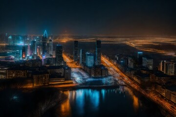 Fototapeta na wymiar night view of the city Generated Ai