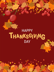 Happy Thanksgiving Day cartoon style vector illustration. Design for banner, flyer, invitation card, coupon, voucher