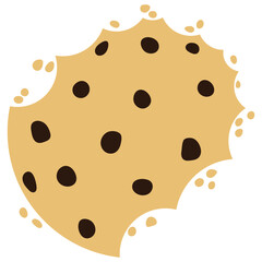 Cracked chocolate chip cookies cartoon. Vector illustration.