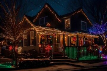 Christmas tree at night Generated Ai