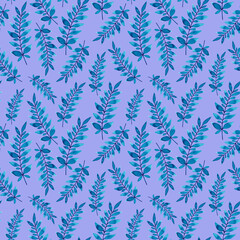 Seamless watercolor floral pattern -  leaves and branches composition, perfect for wrappers, wallpapers, postcards, greeting cards, wedding invitations, romantic events.