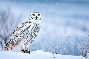 snowy owl in snow Generated Ai