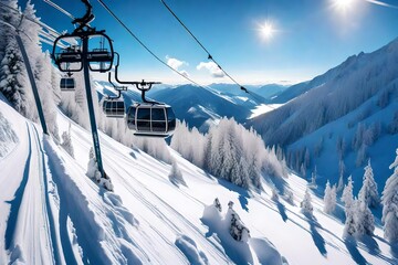 Fototapeta premium ski lift chairs Generated Ai