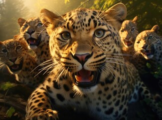 A group of small leopards