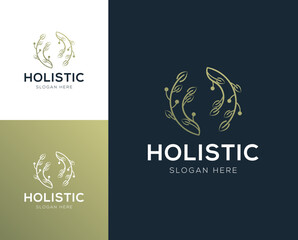 Holistic medical and health wellness logo design vector illustration