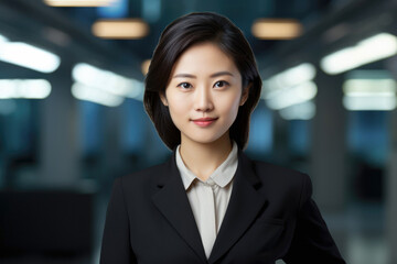 Confident Chinese Executive: Closeup Portrait of a Corporate Leader. Copy Space. Corporate Success

