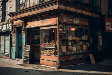VIntage style street view with shop