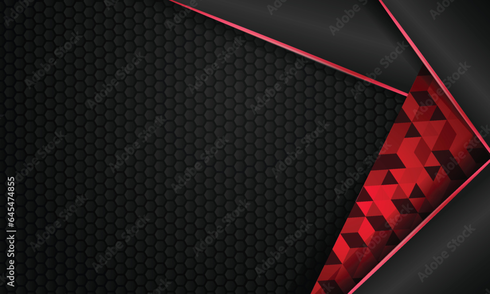 Aufkleber abstract 3d overlap shapes modern dark texture with glowing red element design background