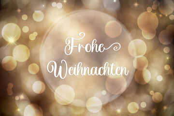 Naklejka premium Text Frohe Weihnachten, Means Merry Christmas, Golden Christmas Background