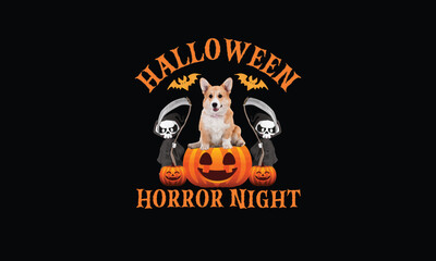 Halloween Horror Night Corgi T shirt Design