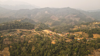 The aerial view of Northern Laos