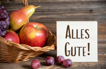 Fall Decoration with Fruits and Text Alles Gute