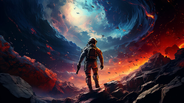 Astronaut exploring   other planet , AI Generated