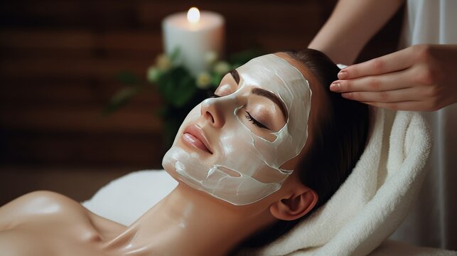 mask for the face. beauty treatments in a spa salon.