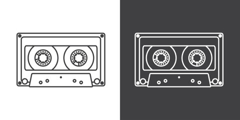Audio Cassette icon line. Retro badge. Nostalgia icon, Cassette tape in outline style, Audio Cassette icon. Retro badge. isolated on white background, Vector illustration.
