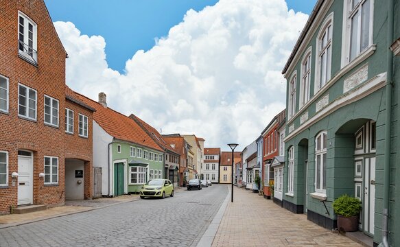 Walking in Tonder´s (Tønder) streets on a beautiful summer day, Sønderjylland, Denmark
