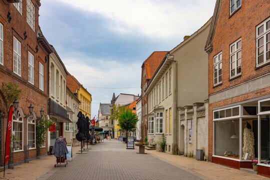 Walking in Tonder´s (Tønder) streets on a beautiful summer day, Sønderjylland, Denmark