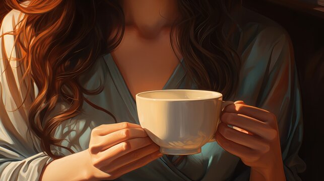 Cropped image of a woman holding a coffee cup