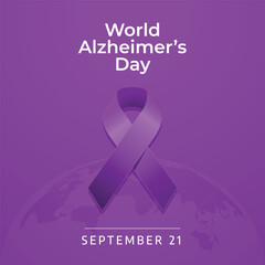 World Alzheimer’s Day design template good for celebration usage. purple ribbon vector illustration. ribbon vector illustration. vector eps 10.