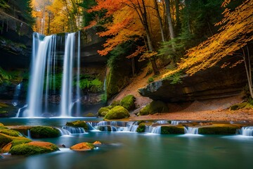 waterfall in autumn