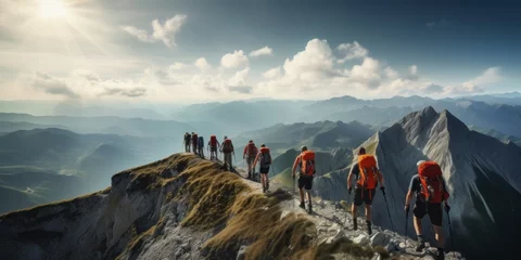 Foto auf Acrylglas Mount Everest mount everest country,  group of hiker