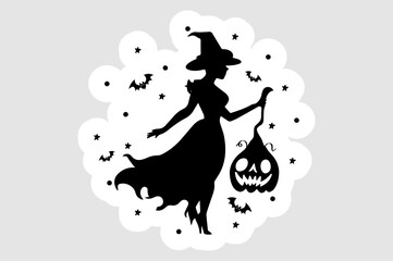 Silhouette of a halloween witch