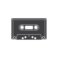 Black Cassette icon in flat style, Audio Cassette icon. Retro badge. isolated on white background, Trendy Flat style for graphic design, logo, Web site, social media, UI, 