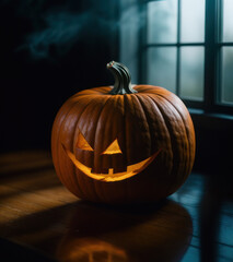 Halloween pumpkin with cinematic light.Generative AI