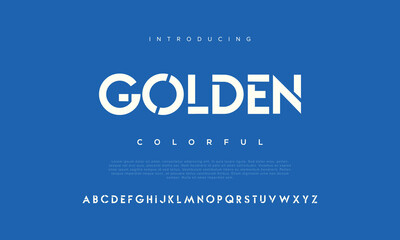 Golden, Modern, futuristic modern geometric font - obrazy, fototapety, plakaty