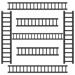 film strip set. movies film background with flim roll. 3d flim roll. Film strip set vector image