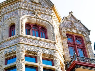 Vertical: Detail of The Bishop's Palace, Galveston Island, Texas. High quality photo.