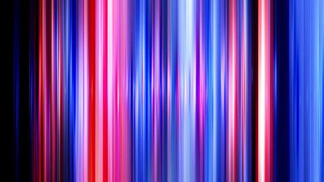 Moving vertical red and blue stripes. Abstract background for event, party, carnival, celebration, anniversary or other. Funky backdrop in retro style. Seamless loop animation. 3D rendering.
