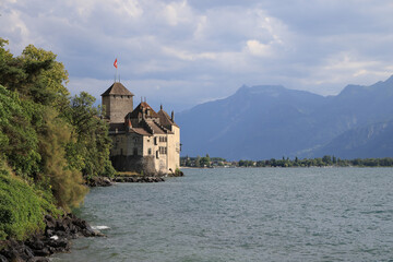 Lake Geneva and Chateau de Sion in Montreux, Switzerland