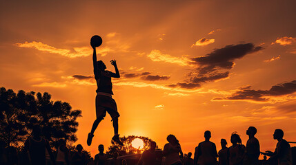 silhouette of a person with a ball, people play basketball