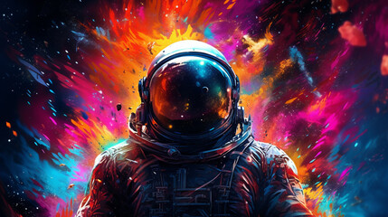 AI-Generated Astronaut Odyssey: A Pop Art Exploration in a Surreal Galaxy