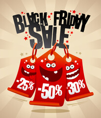 Black Friday sale banner mockup with crazy price tags