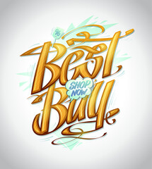 Best buy banner mockup with fancy lettering