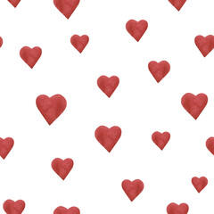 Watercolor seamless pattern of hearts