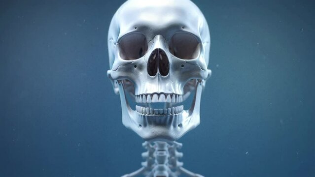 A skull with exposed lower jaw. Generative ai