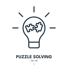 Puzzle Solving Icon. Jigsaw, Game, Solution. Editable Stroke. Simple Vector Icon