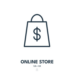 Online Store Icon. Shop, E-commerce, Shopping bag. Editable Stroke. Simple Vector Icon