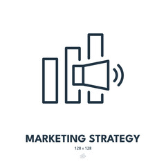 Fototapeta na wymiar Marketing Strategy Icon. Advertising, Promotion, Campaign. Editable Stroke. Simple Vector Icon