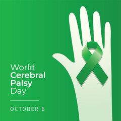 Fototapeta premium World Cerebral Palsy Day design template good for celebration usage. green ribbon flat design. ribbon design. flat design. vector eps 10.