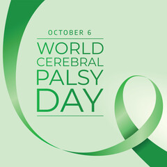 World Cerebral Palsy Day design template good for celebration usage. green ribbon flat design. ribbon design. flat design. vector eps 10.