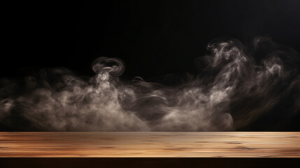empty table with white smoke spotlight background for product placement - obrazy, fototapety, plakaty